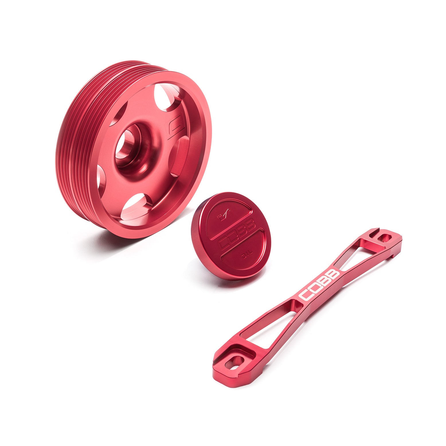 Limited Edition Red Subaru Main Pulley + Oil Cap + Battery Tie Down