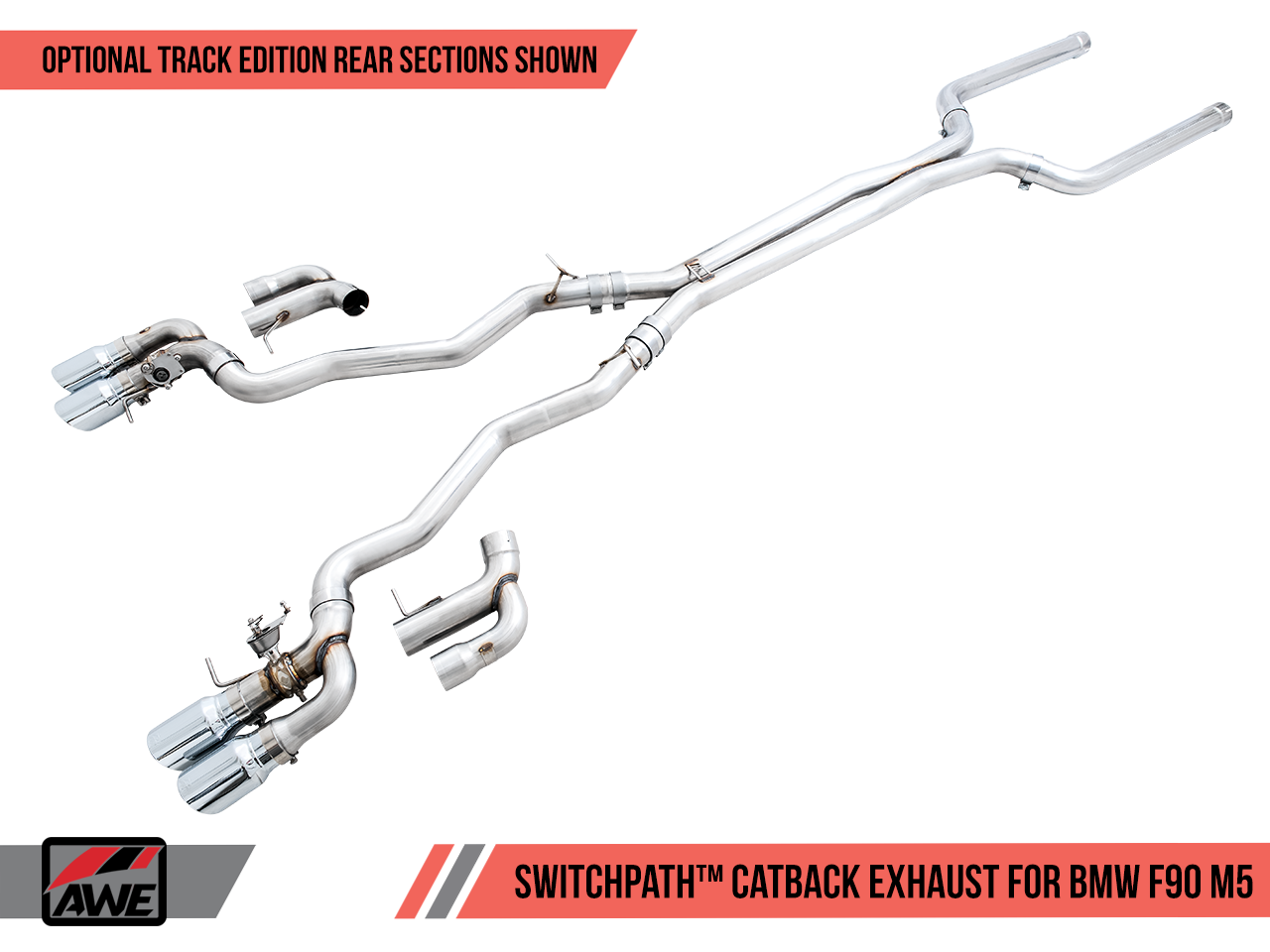 AWE Track Edition Cat-Back Exhaust for BMW F90 M5 - Chrome Silver Tips