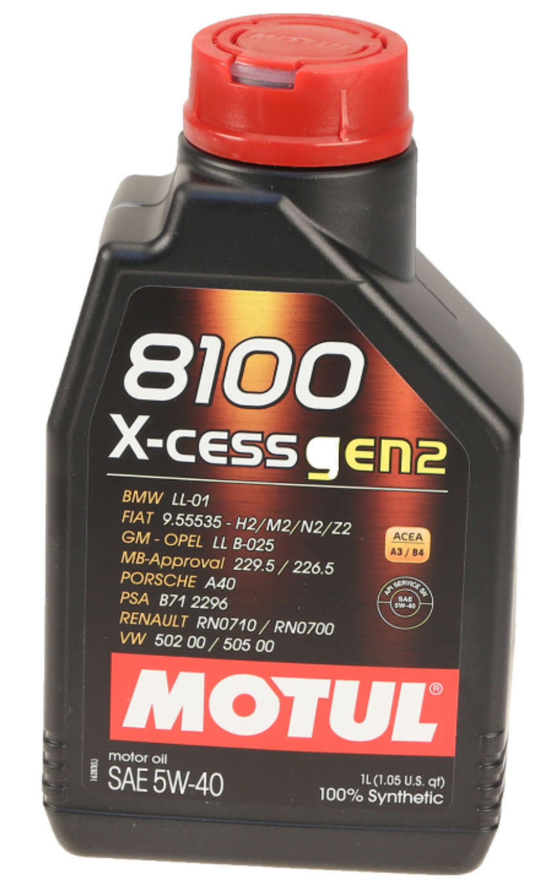 Motul 8100 X-CESS GEN2 Synthetic 5W-40 Motor Oil, 1 Liter
