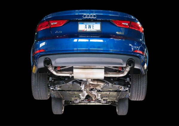 AWE Tuning Audi A3 Touring Edition Exhaust - Dual Outlet, Chrome Silver 90 mm Tips