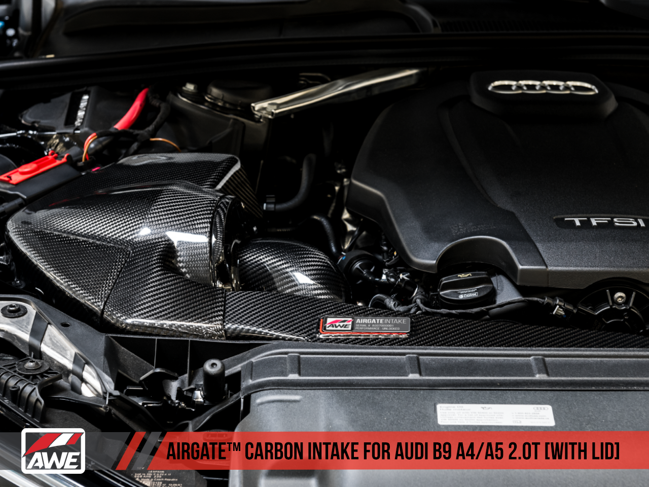 AWE AirGate™ Carbon Fiber Intake for Audi B9 A4 / A5 2.0T - With Lid - 0