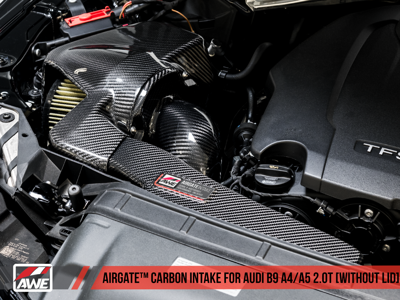 AWE AirGate™ Carbon Fiber Intake for Audi B9 A4 / A5 2.0T - Without Lid