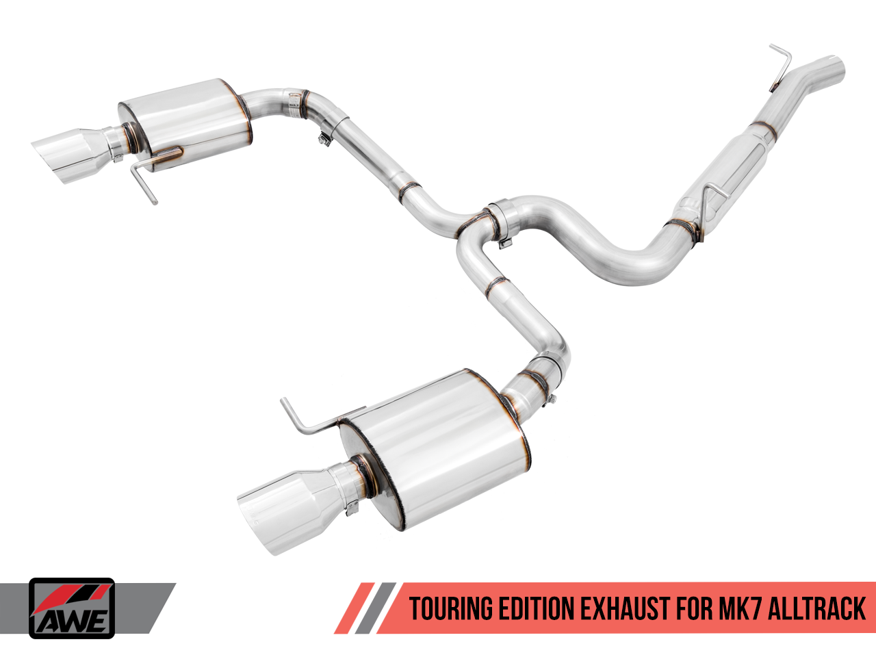 AWE Touring Edition Exhaust for VW Golf Alltrack / Sportwagen 4Motion - Chrome Silver Tips