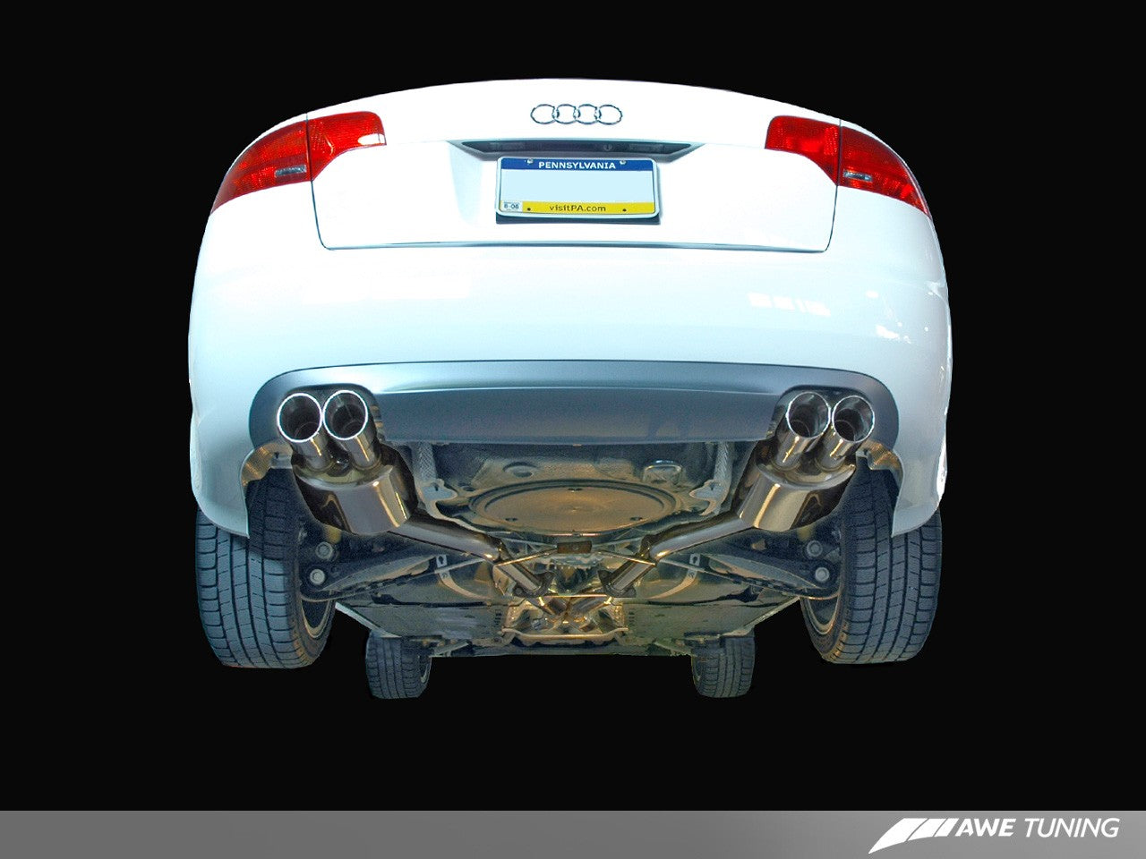 AWE Track Edition Quad Tip Exhaust for Audi B7 A4 3.2L - Polished Silver Tips
