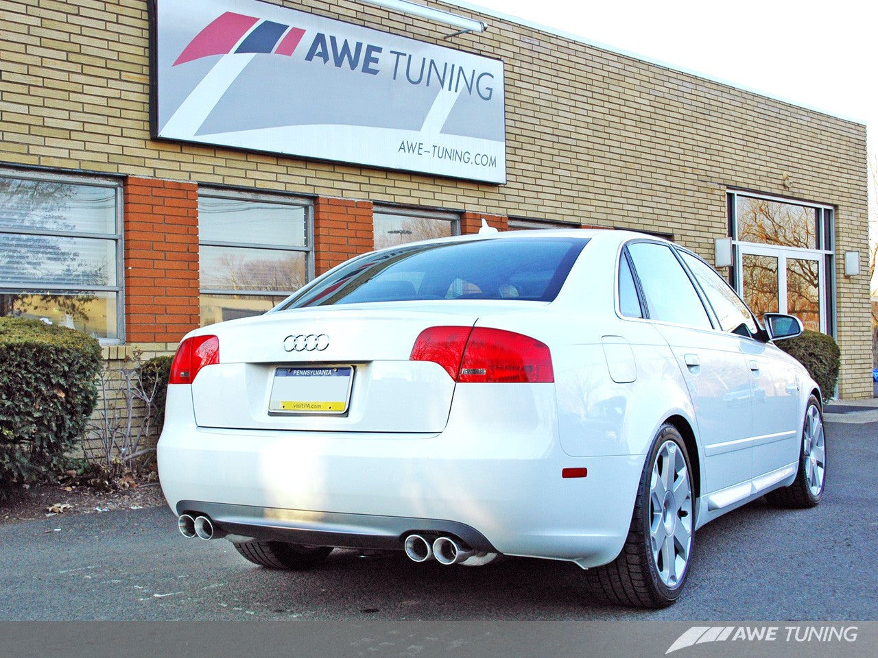 AWE Touring Edition Quad Tip Exhaust for Audi B7 A4 3.2L - Polished Silver Tips - 0