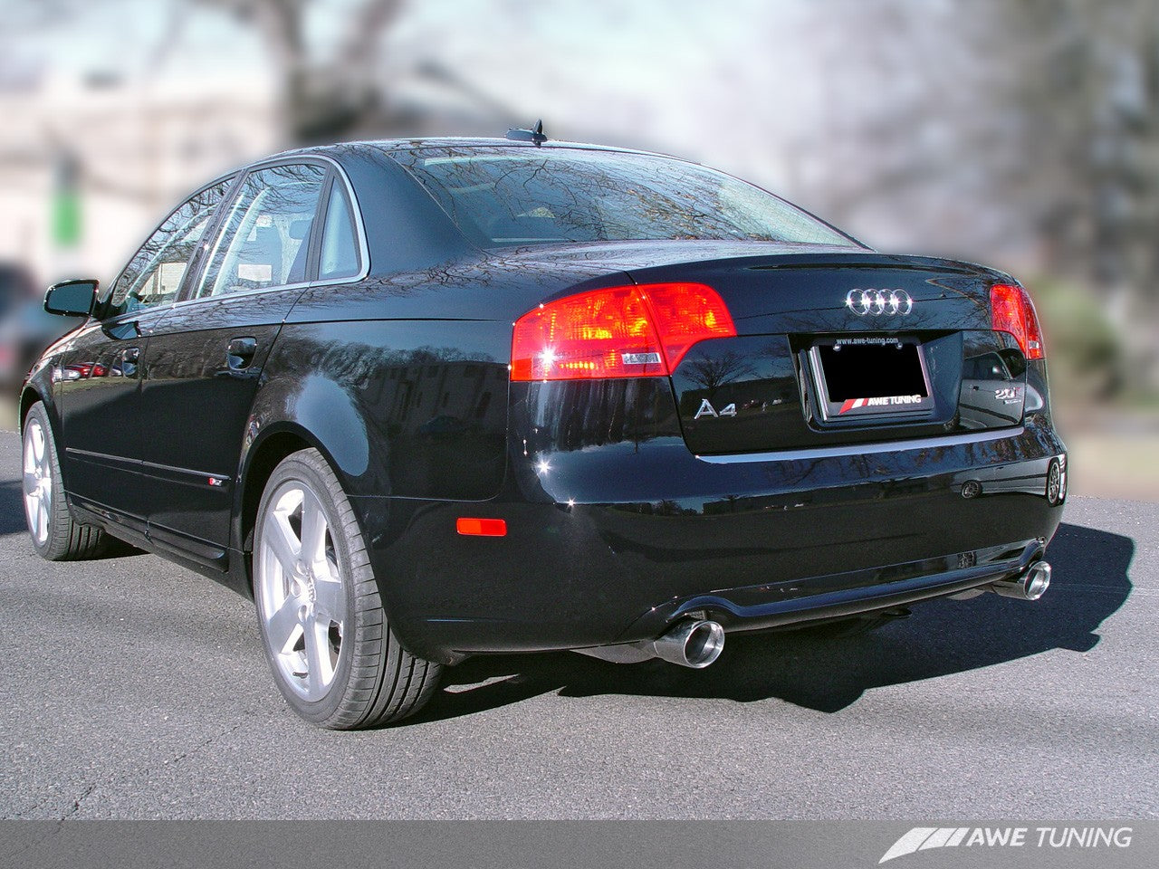 AWE Track Edition Dual Tip Exhaust for Audi B7 A4 3.2L - Diamond Black Tips
