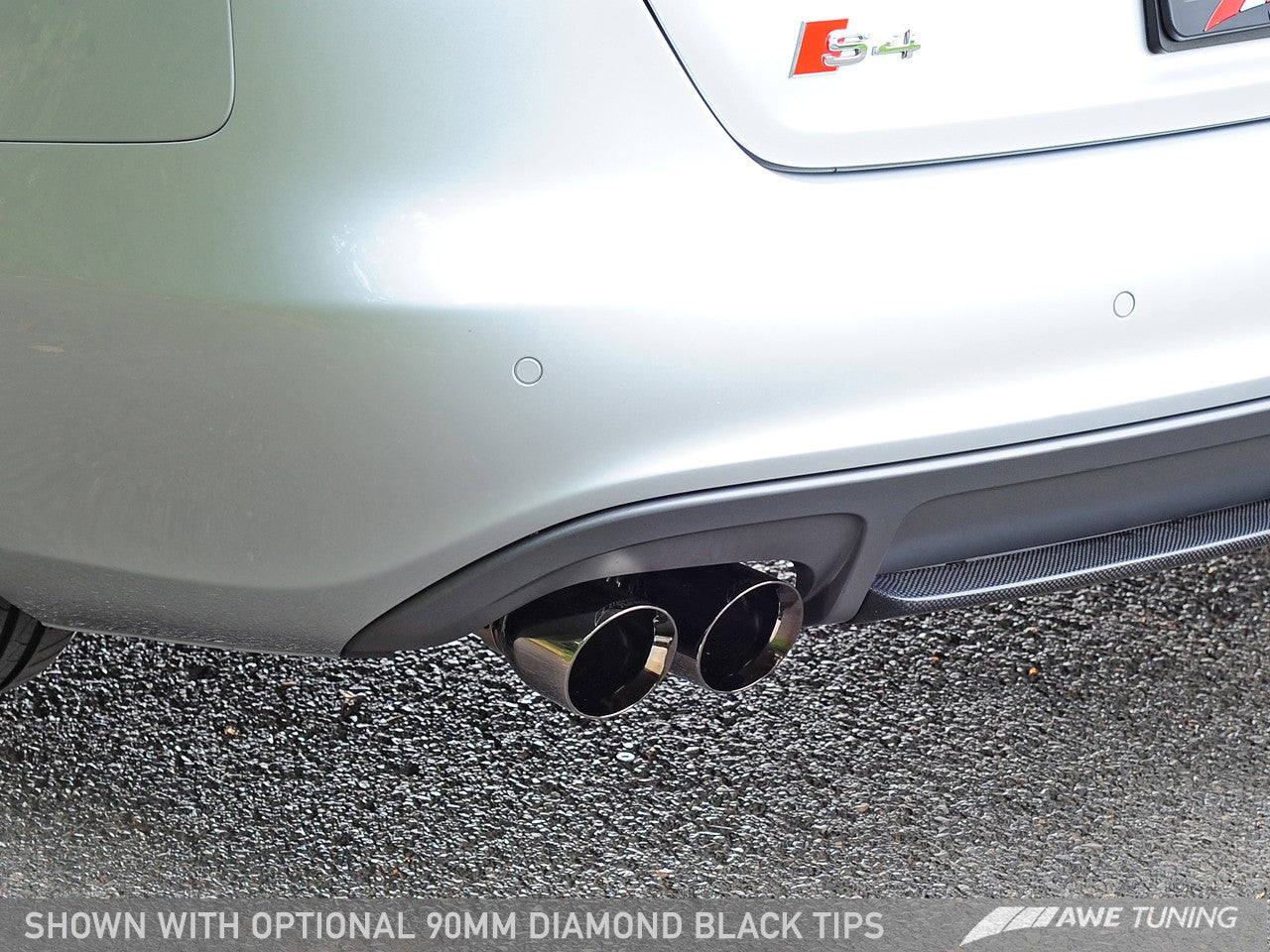 AWE Touring Edition Exhaust for Audi B8 S4 3.0T - Diamond Black Tips (90mm)