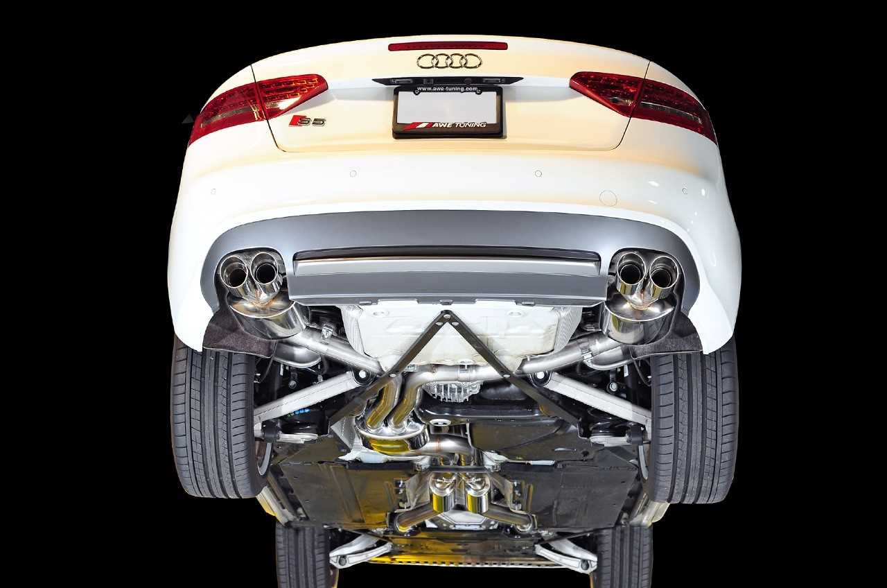 AWE Touring Edition Exhaust System for B8/8.5 S5 Cabrio (Exhaust + Non-Resonated Downpipes) - Chrome Silver Tips
