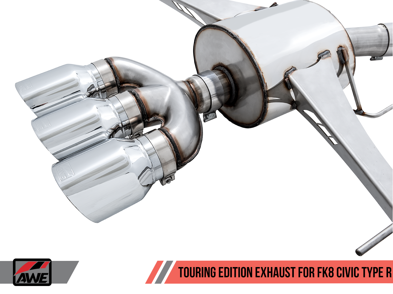 AWE Touring Edition Exhaust for FK8 Civic Type R (includes Front Pipe) - Triple Chrome Silver Tips - 0