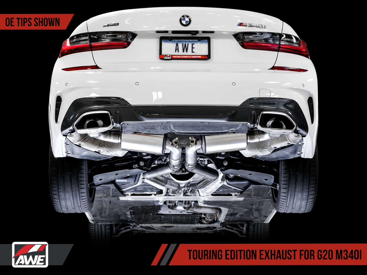 AWE Non-Resonated Touring Edition Exhaust for G20 M340i - OE Tips