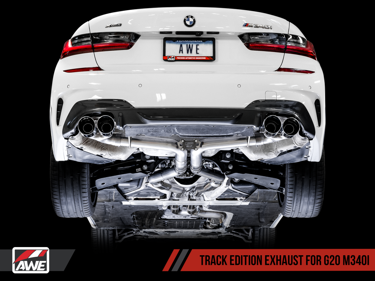 AWE Track Edition Exhaust for G20 M340i - Diamond Black Tips