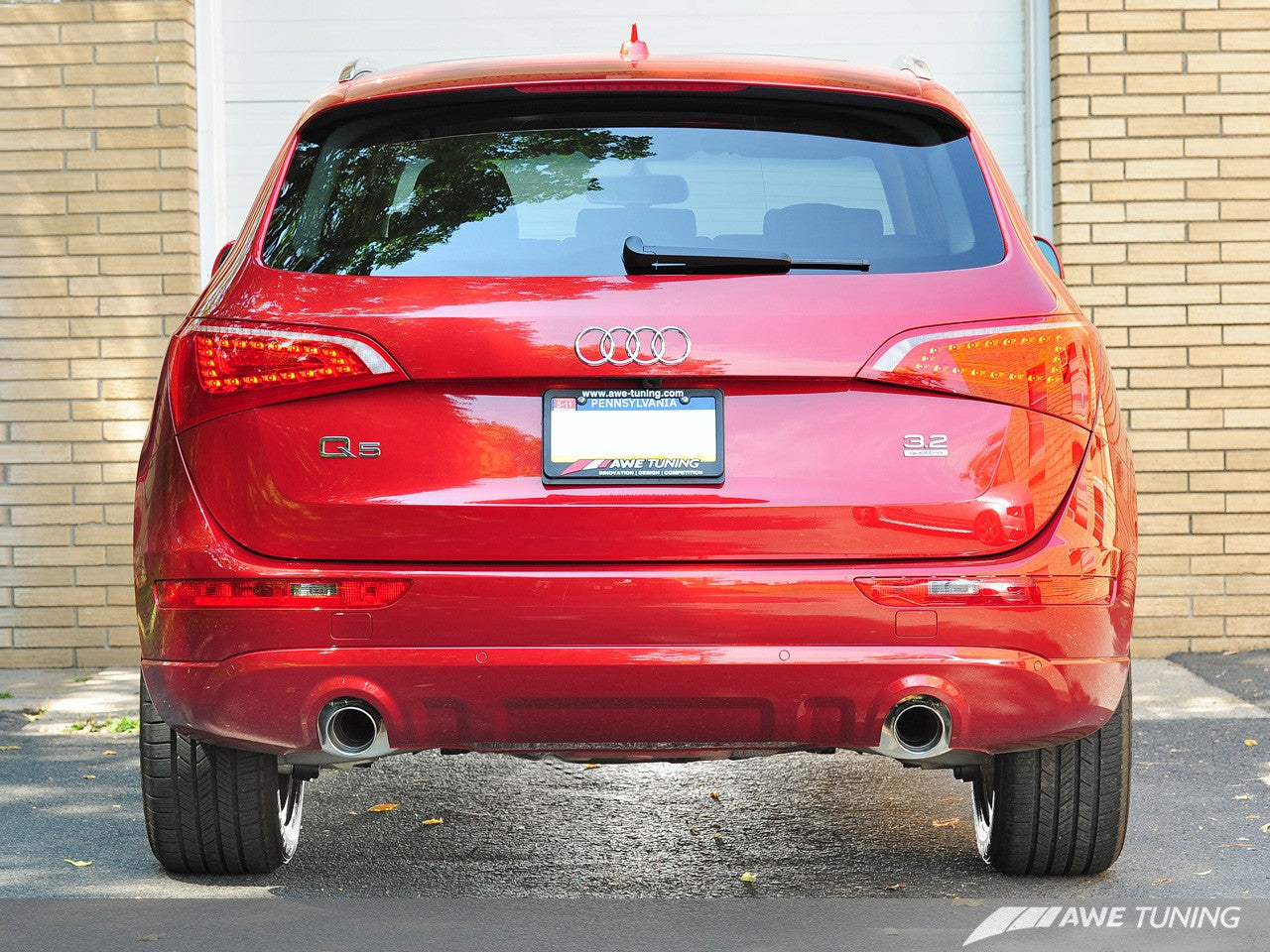 AWE Non-Resonated Exhaust System (Downpipe-Back) for 8R Q5 3.2L -- Polished Silver Tips