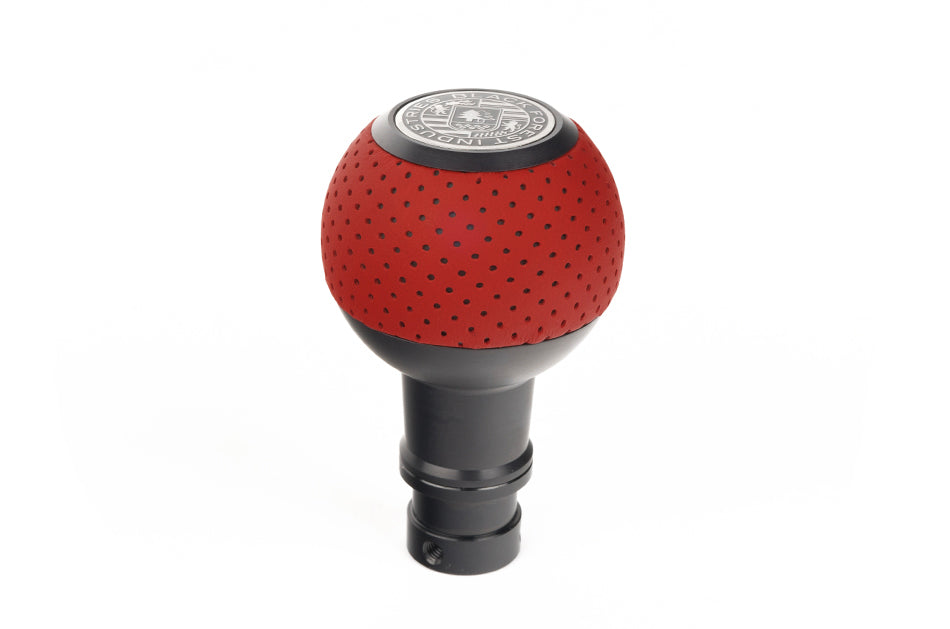BFI GS2 Heavy Weight Shift Knob - Rosso Centaurus Leather - Black Anodized (BMW Fitment)