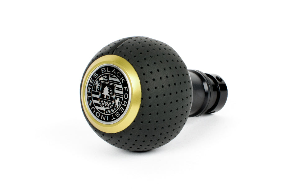 BFI Heavy Weight Shift Knob SCHWARZ - Air Leather - Gold Top (BMW Fitment)