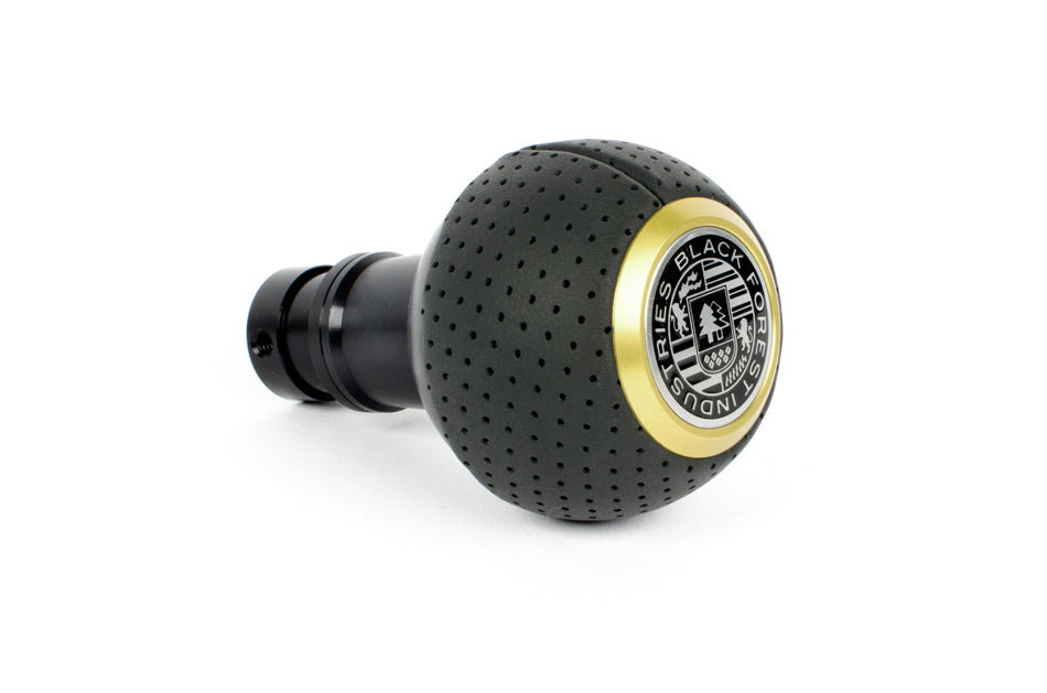 BFI GS2 Heavy Weight Shift Knob - Air Leather - Schwarz - Gold Top (Mini Fitment)
