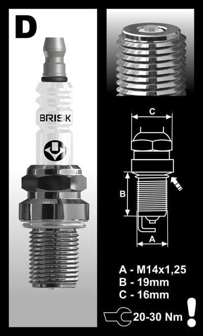 Brisk Silver Extra Turbo Racing DR08GS Spark Plug - Priced Each
