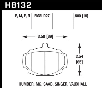 Hawk 62-81 MG MGB Black Race Front Brake Pads