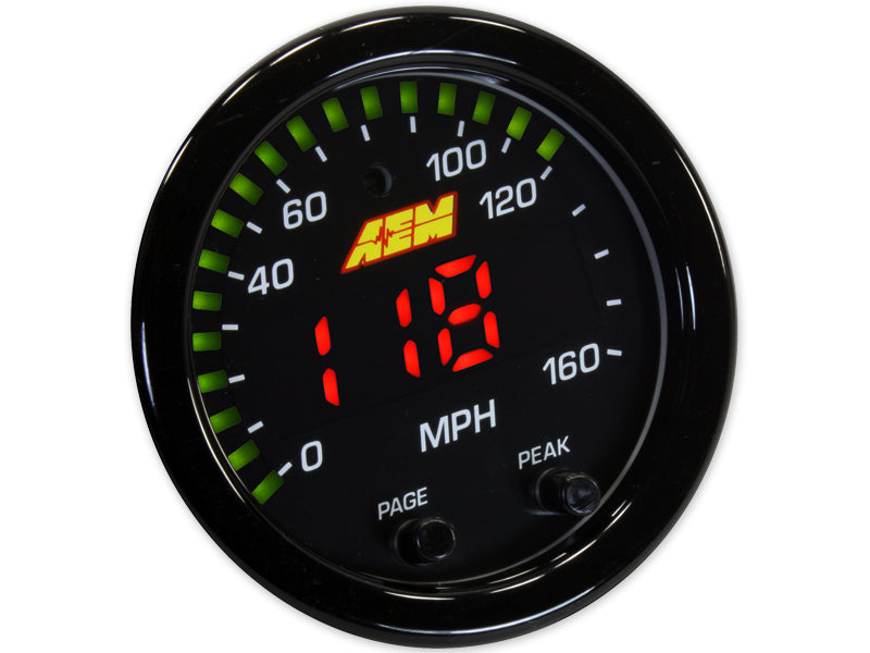 AEM X-Series 0-160 MPH Black Bezel w/ Black Face GPS Speedometer Gauge - 0