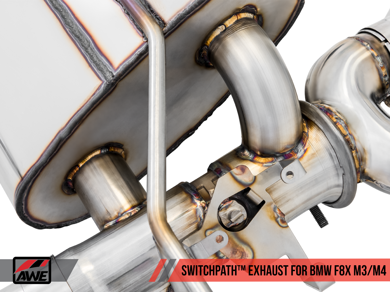 AWE Resonated SwitchPath™ Exhaust for BMW F8X M3 / M4 -- Chrome Silver Tips (90mm)