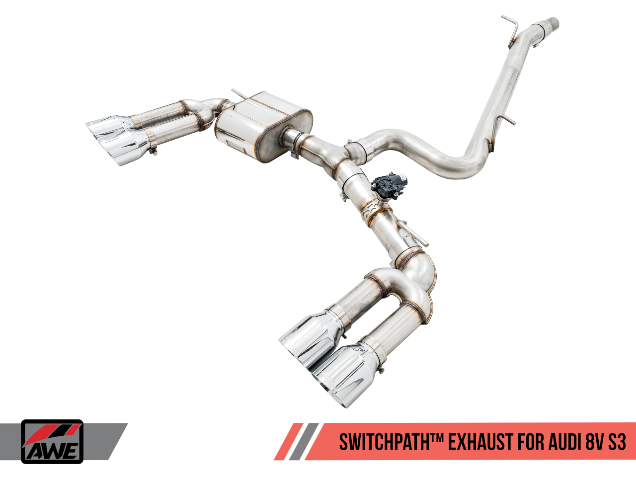 AWE SwitchPath™ Exhaust for Audi 8V S3 - Chrome Silver Tips, 102mm
