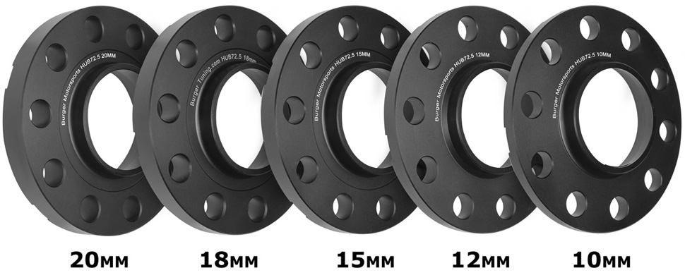 Mini Cooper R60 Countryman & R61 Paceman Wheel Spacers by BMS w/10 Black Extended Wheel Bolts (Pair, 2 Wheels) - 0