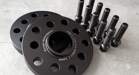 VAG Wheel Spacer Kit w/10 Black Extended Wheel Bolts (Pair, 2 Wheels) - 0