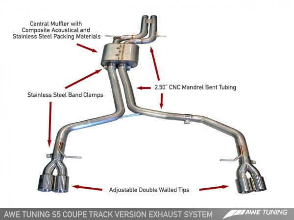 AWE Tuning S5 4.2L Track Edition Exhaust System - Polished Silver Tips