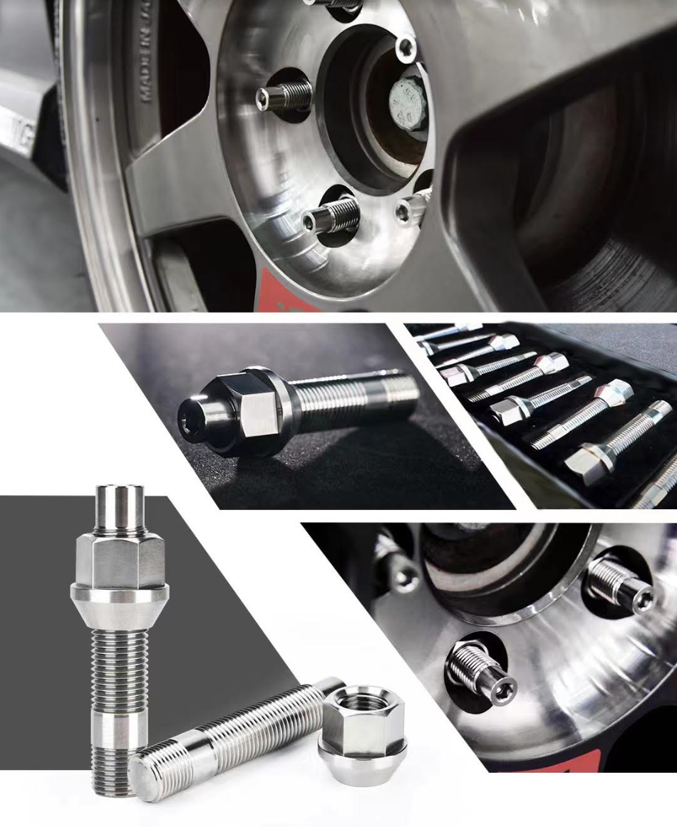 Wheel Mate Titanium Wheel Stud Conversion (Raw Ti) - M14x1.25 to M14x1.5 - 74mm - 60deg Lug Nut - 0