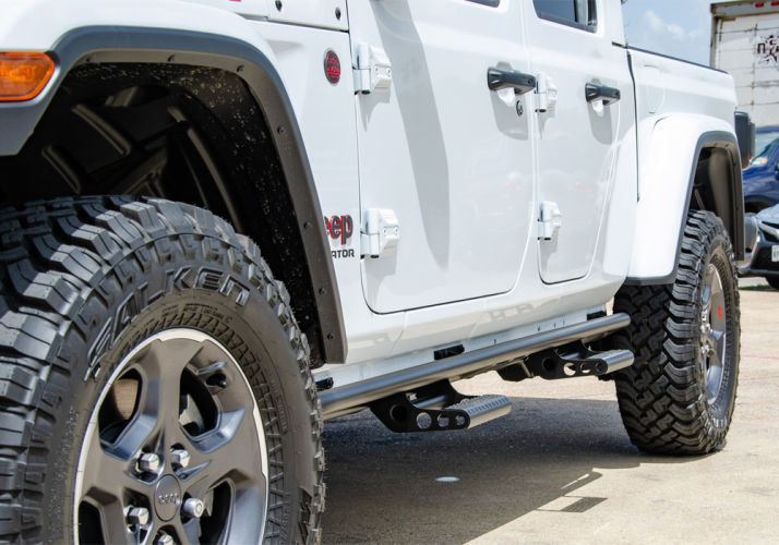 N-Fab RKR Step System 2019 Jeep Wrangler JT 4 Door Truck Full Length - Tex. Black - 1.75in - 0