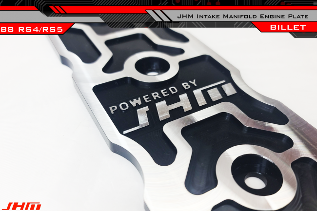 Intake Manifold Engine Plate - Replaces factory cover - Billet (JHM) BLACK MILLED for B8 RS4-RS5 4.2L - 0