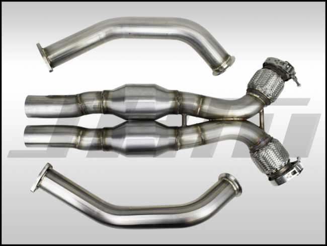 Exhaust - High-Flow Cat Downpipes with X-Pipe and Integrated Baffle System (JHM) for the B8 S4-S5 Q5-SQ5 C7 A6-A7 3.0T 4.2L w/ 2.5" CB Connection