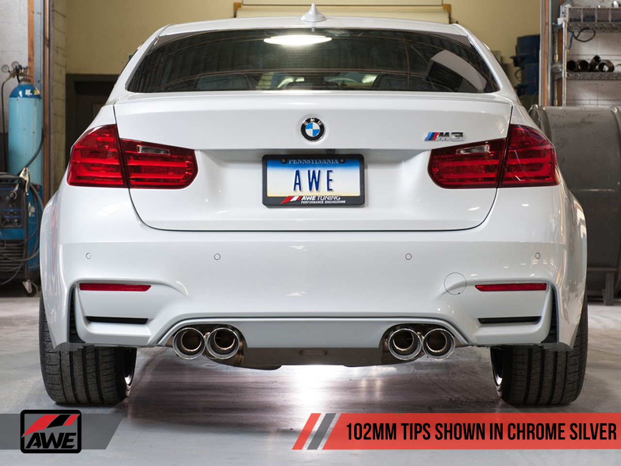 AWE Non Resonated SwitchPath™ Exhaust for BMW F8X M3 / M4 -- Chrome Silver Tips (102mm)