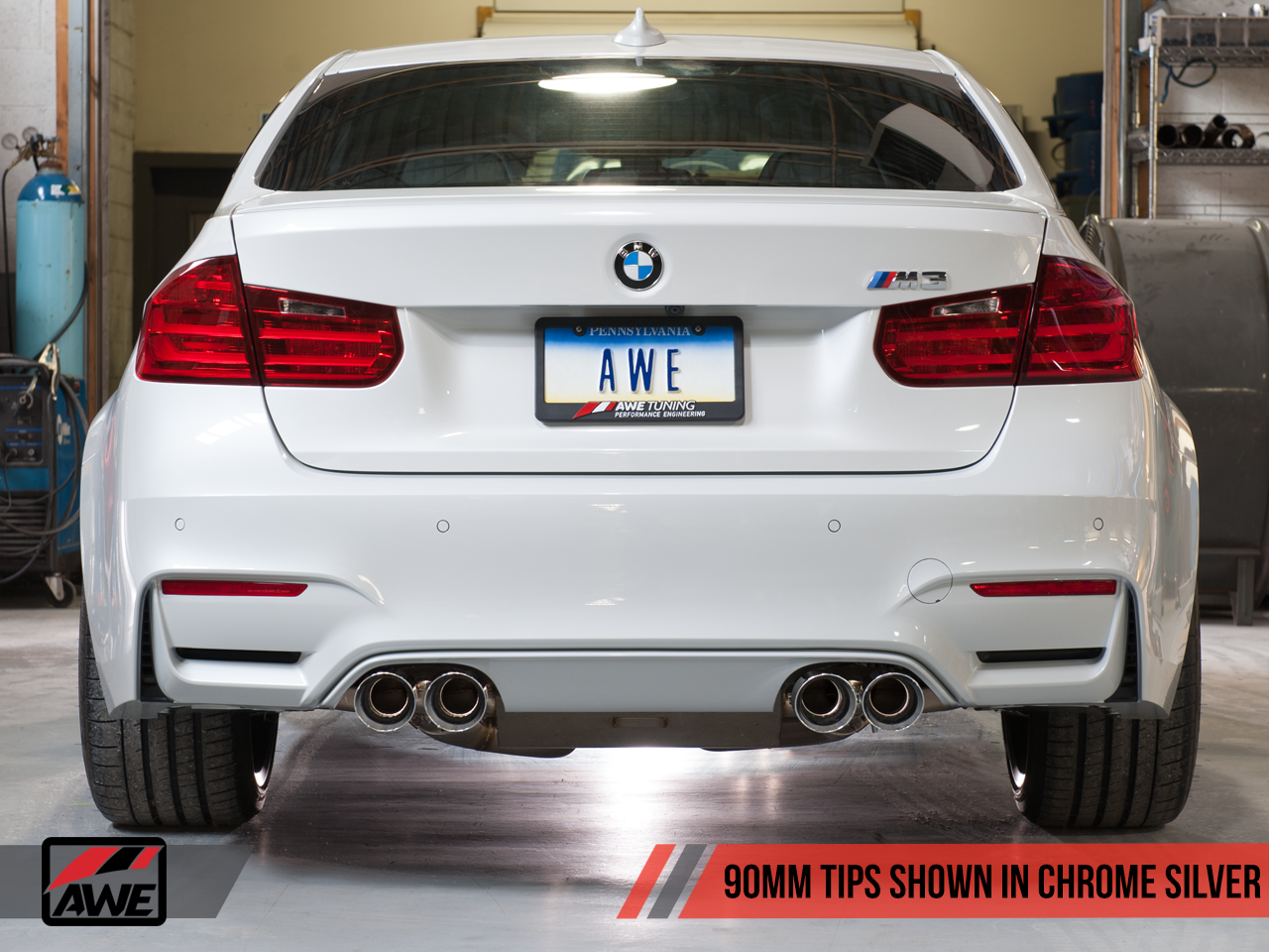 AWE Non Resonated SwitchPath™ Exhaust for BMW F8X M3 / M4 -- Diamond Black Tips (90mm)