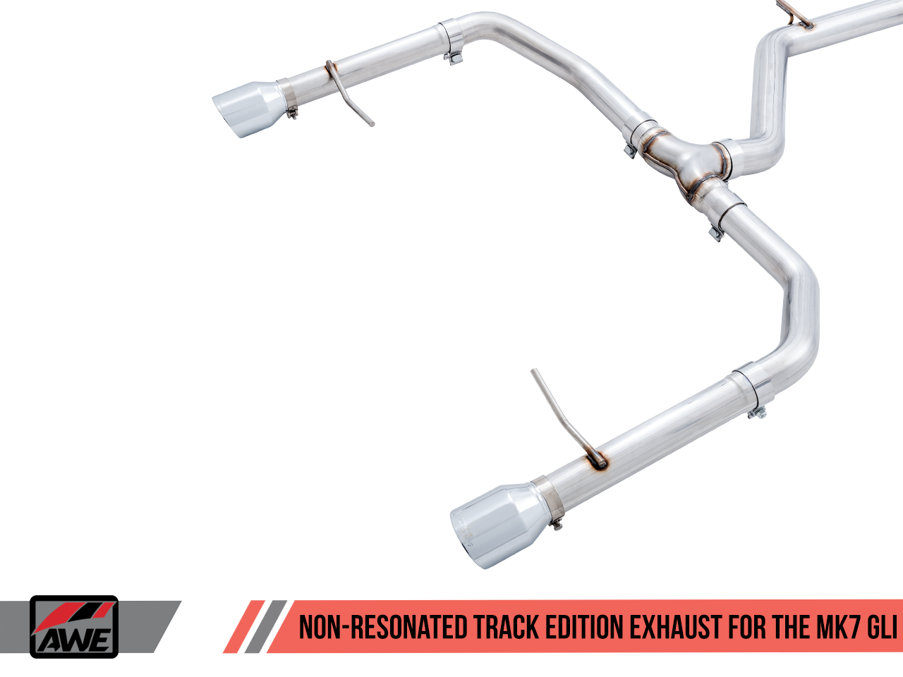 AWE Track Edition Exhaust - Non-Resonated - for MK7 Jetta GLI w/ Stock Downpipe - Chrome Silver Tips - 0