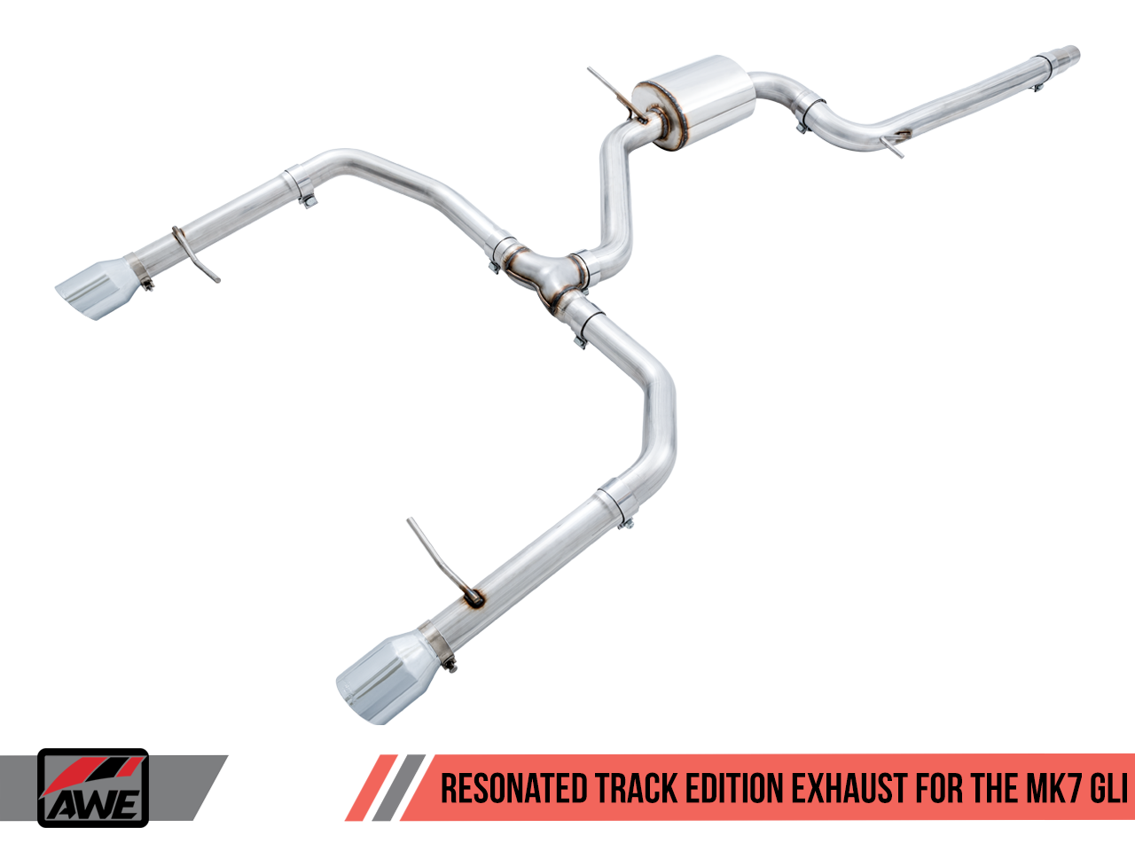 AWE Track Edition Exhaust - Resonated - for MK7 Jetta GLI w/ High Flow Downpipe (not included) - Chrome Silver Tips