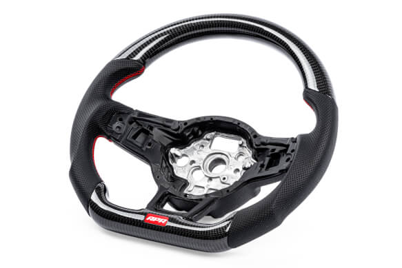 APR STEERING WHEEL - CARBON FIBER & PERFORATED LEATHER - MK7 GTI/GLI RED (FOR USE WITH PADDLES) - 0