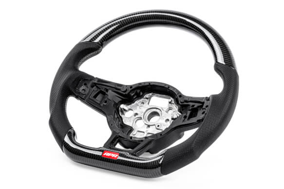 APR STEERING WHEEL - CARBON FIBER & PERFORATED LEATHER - MK7 GOLF R SILVER (FOR USE WITH PADDLES) - 0