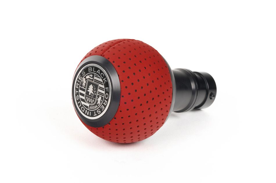 BFI GS2 Heavy Weight Shift Knob - Rosso Centaurus Air Leather - Black Anodized (MINI Fitment)