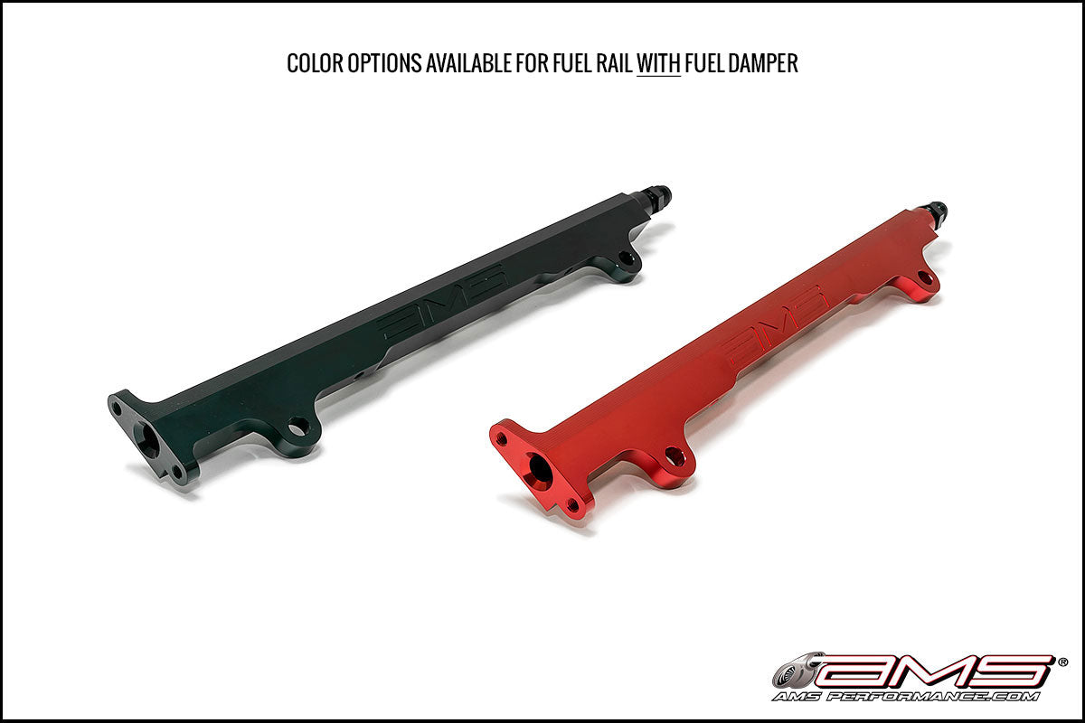 AMS EVO X CNC machined Aluminum Fuel Rail in Red with Pulsation Dampener