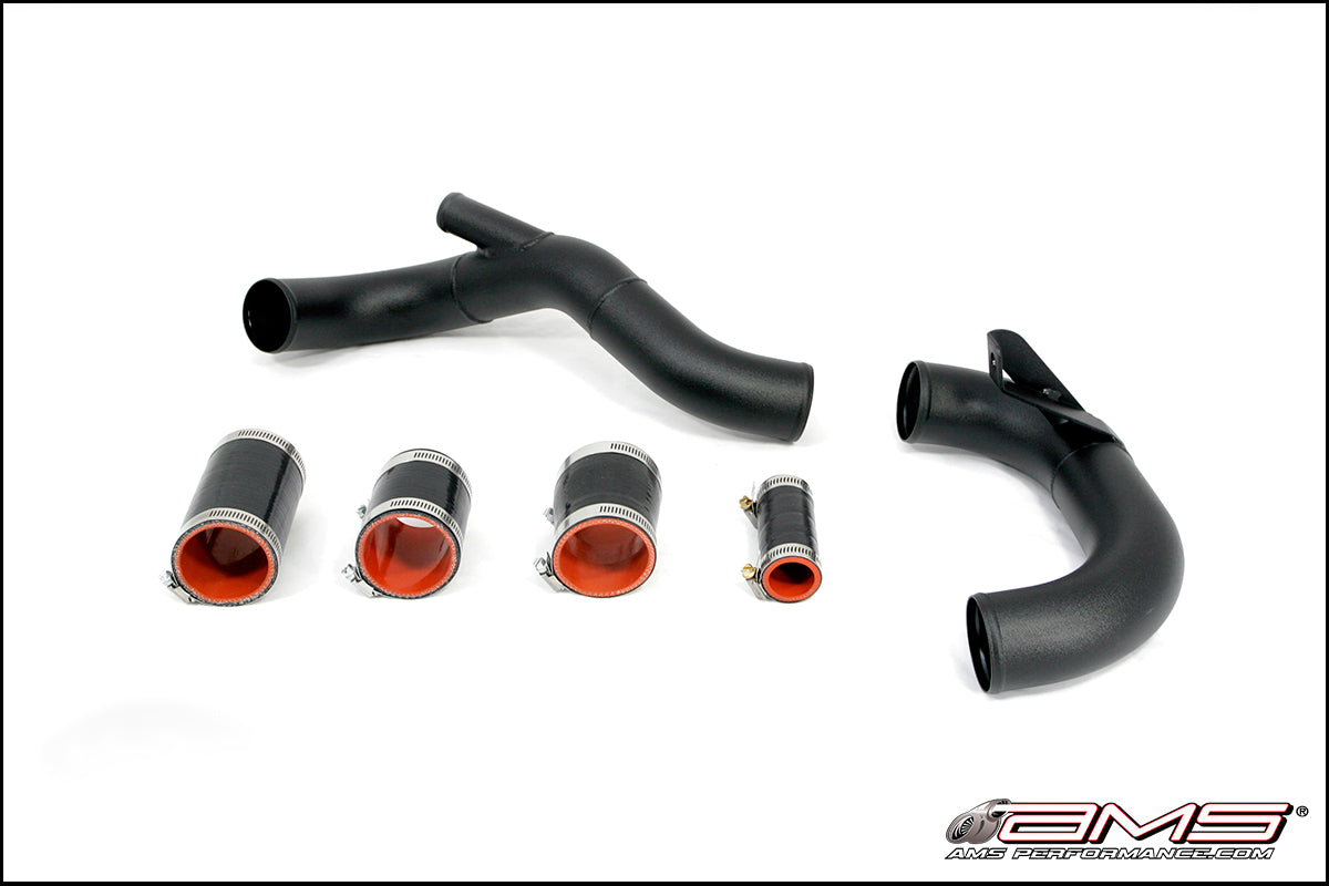 AMS EVO X Lower IC Pipe Kit for stock flange *BLACK POWDER COATED*