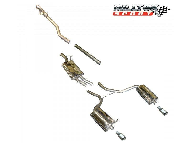 Milltek Cat Back Exhaust with 90mm Polished Tips - A4 1.8T B6 2WD - 5 speed