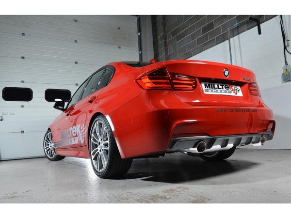 Milltek Cat Back Exhaust Resonated Version - BMW F30 328i M Sport Automatic (without Tow Bar & N20 Engine Code)