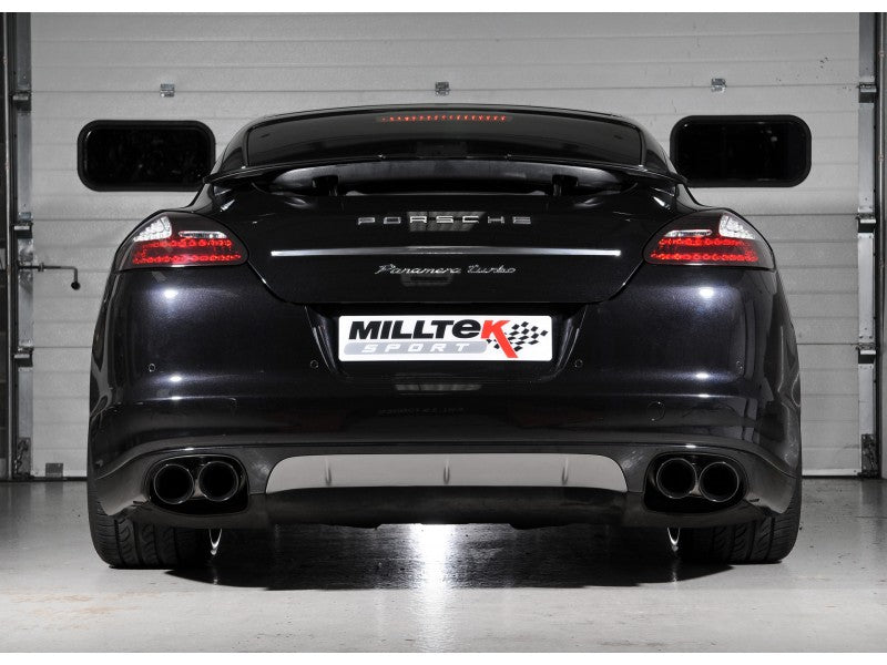 Milltek 2.75" Euro / Resonated Cat Back System - Quad 100mm GT Cerakote Black Tips - Panamera Turbo & Turbo S