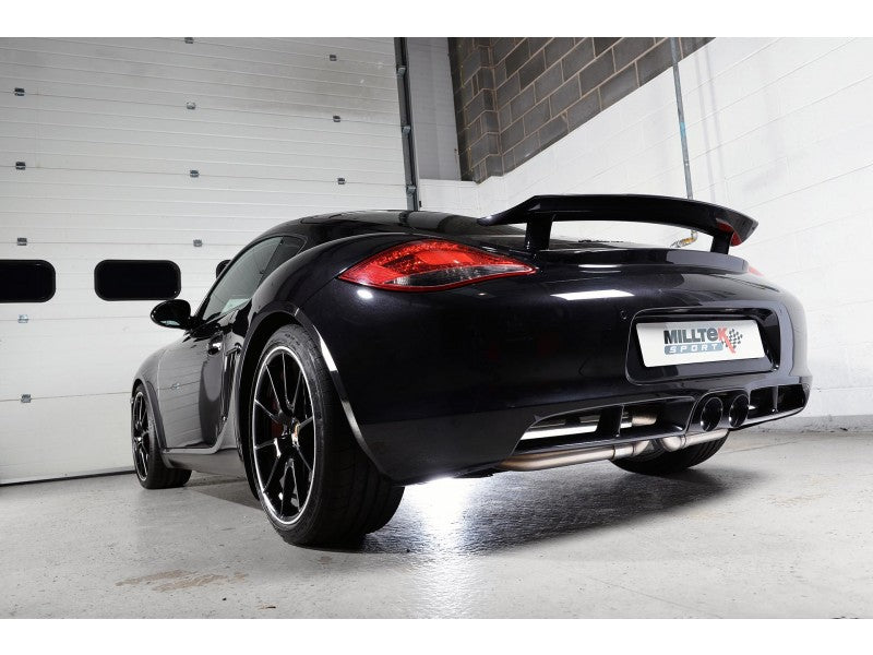 Milltek Non Resonated 2.25" Cat Back Exhaust - Twin 90mm Ceramic Black Tips - Cayman S / Boxster S-6