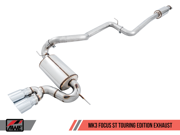 AWE Ford Focus ST Touring Edition Cat-back Exhaust - Non-Resonated - Chrome Silver Tips