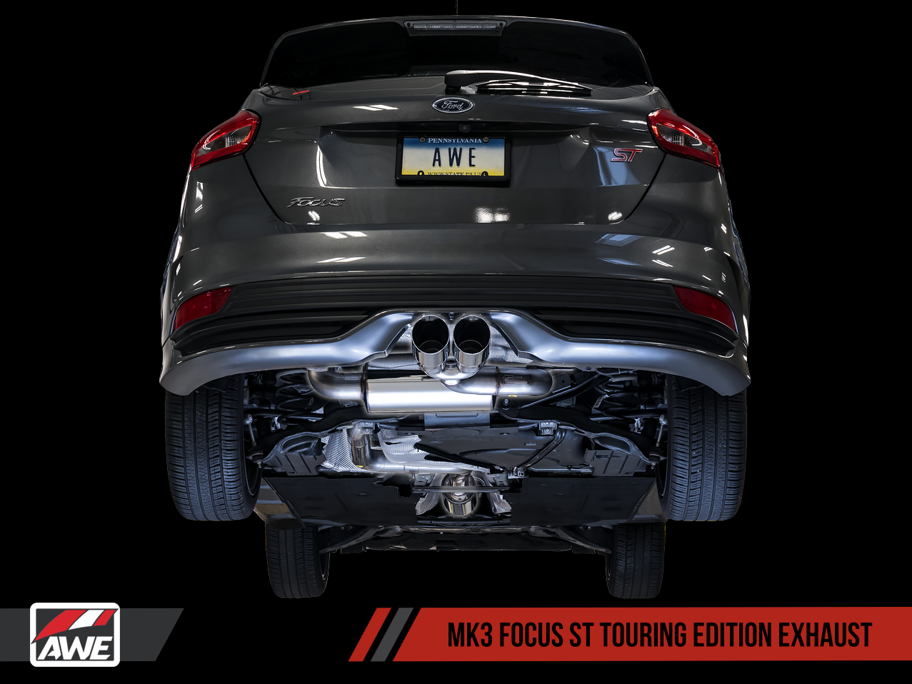 AWE Ford Focus ST Touring Edition Cat-back Exhaust - Non-Resonated - Chrome Silver Tips