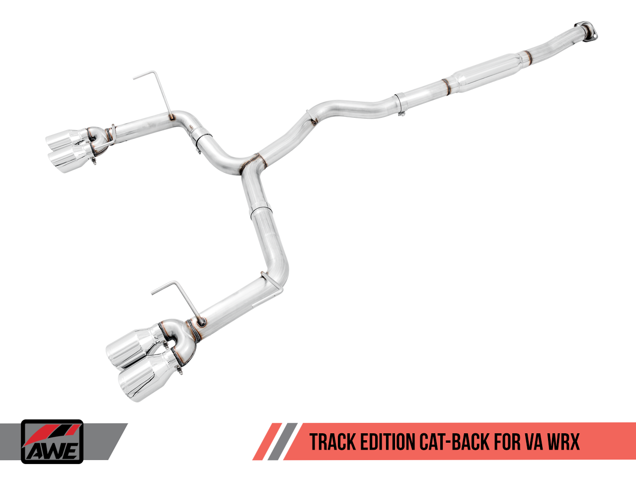 AWE Track Edition Exhaust for VA / GV WRX / STI Sedan - Chrome Silver Quad Tips (102mm) - 0
