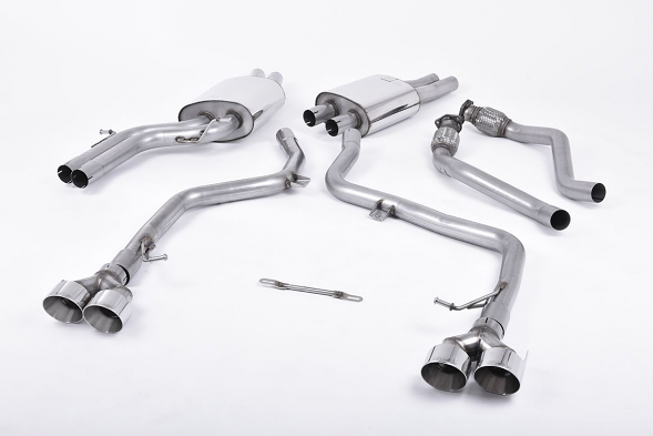 Milltek Non-Resonated Race Version Cat Back Exhuast Polished Silver Tips - Audi S4 3.0 Supercharged B8.5